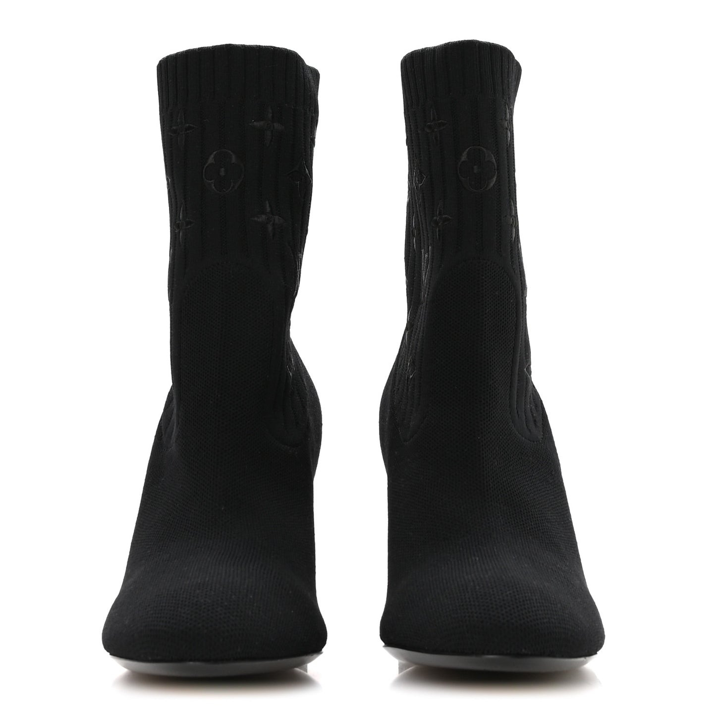 Monogram Stretch Fabric Silhouette Ankle Boots 39 Black