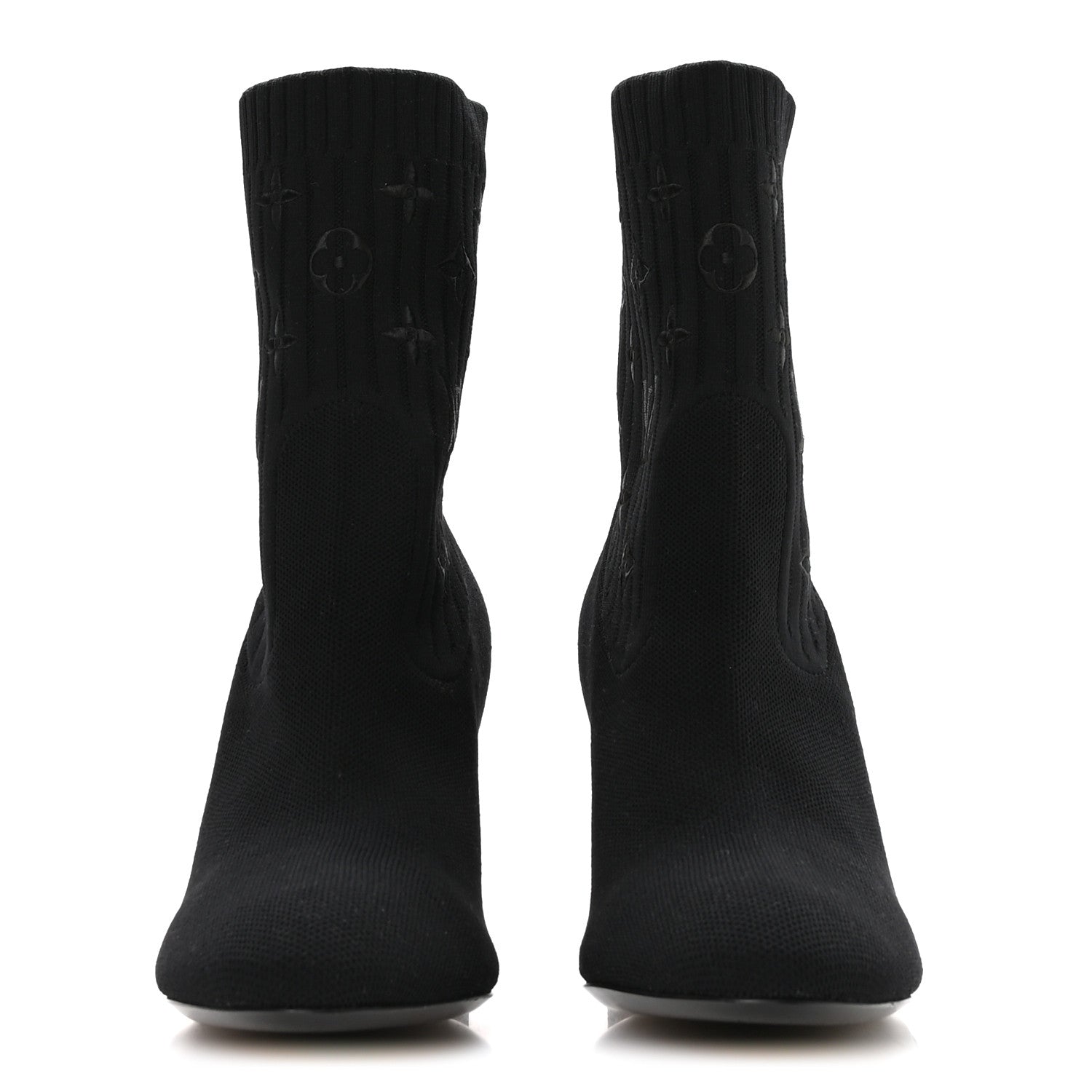 Louis Vuitton Monogram Stretch Fabric Silhouette Ankle Boots 39 Black 3 of 8