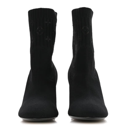 Louis Vuitton Monogram Stretch Fabric Silhouette Ankle Boots 39 Black 3 of 8