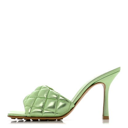 Bottega Veneta Metallic Nappa Reflection Matelasse Padded Mule Sandals 39 Pistachio 1 of 8