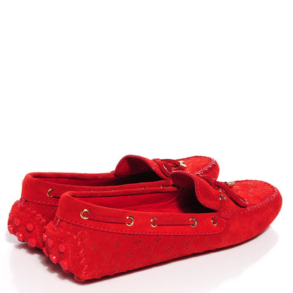 Louis Vuitton Suede Monogram Gloria Loafers 38 Rouge 4 of 8