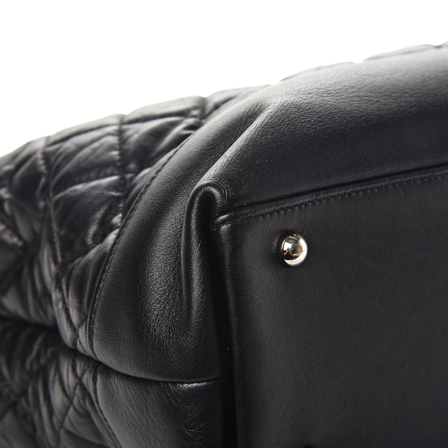 Aged Calfskin Quilted Be CC Tote Black