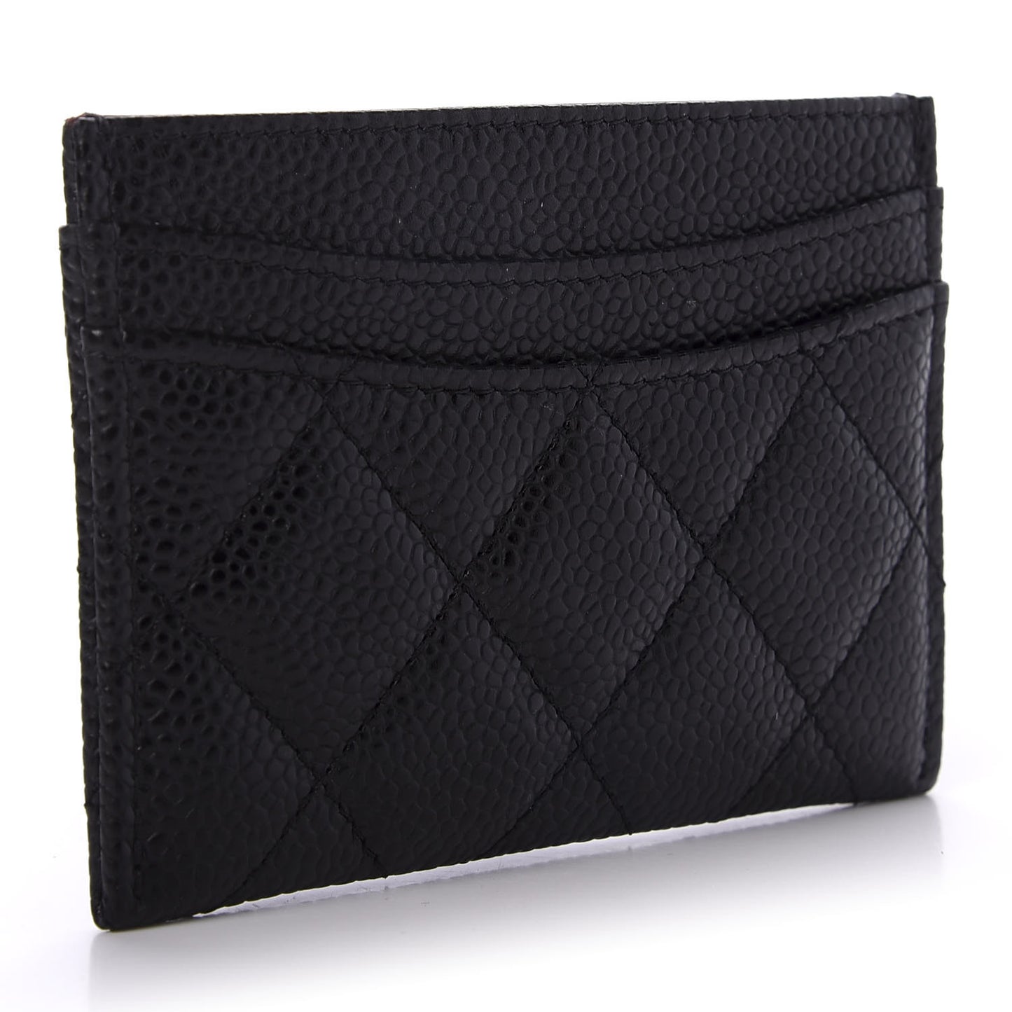 Caviar Quilted Card Holder Black