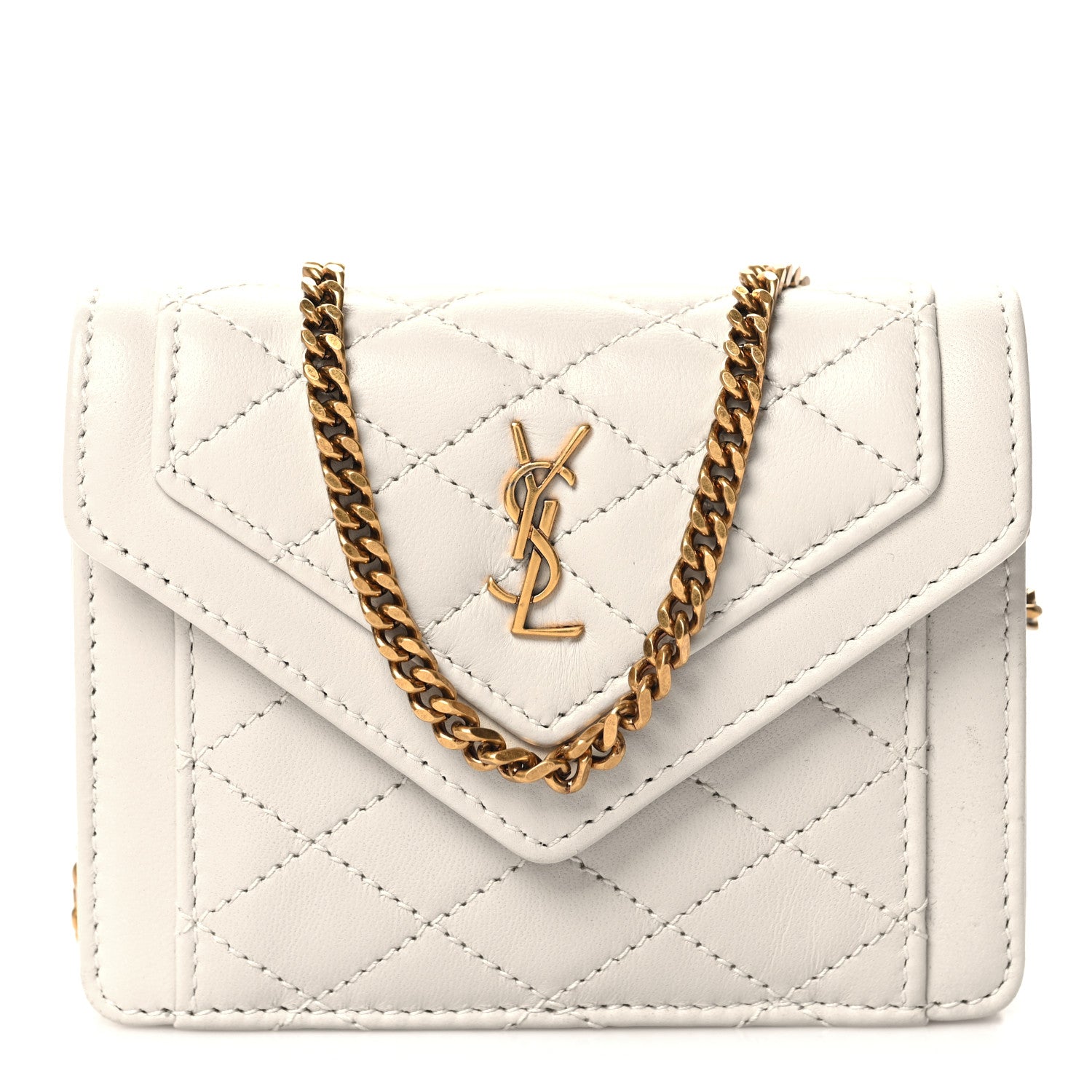 Saint Laurent Lambskin Quilted Monogram Micro Gaby Crossbody Bag Blanc Vintage 1 of 10