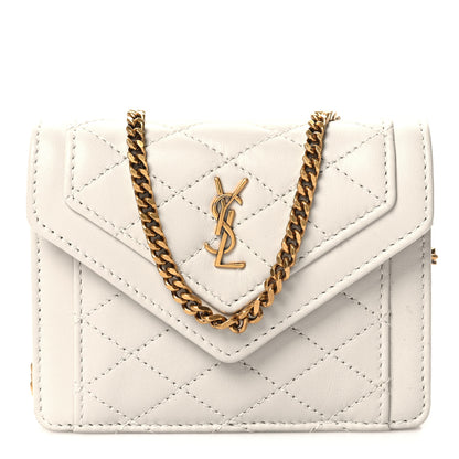 Saint Laurent Lambskin Quilted Monogram Micro Gaby Crossbody Bag Blanc Vintage 1 of 10