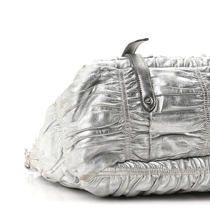 Prada Metallic Nappa Gaufre Messenger Tote Argento 8 of 9