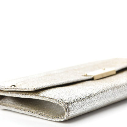 Jimmy Choo Metallic Calfskin Reese Clutch Wallet Champagne 6 of 10