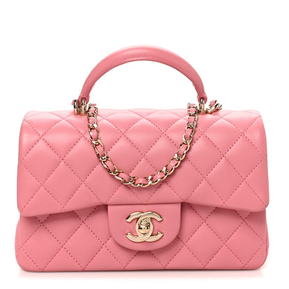 Chanel Lambskin Quilted Mini Top Handle Rectangular Flap Pink 1 of 11