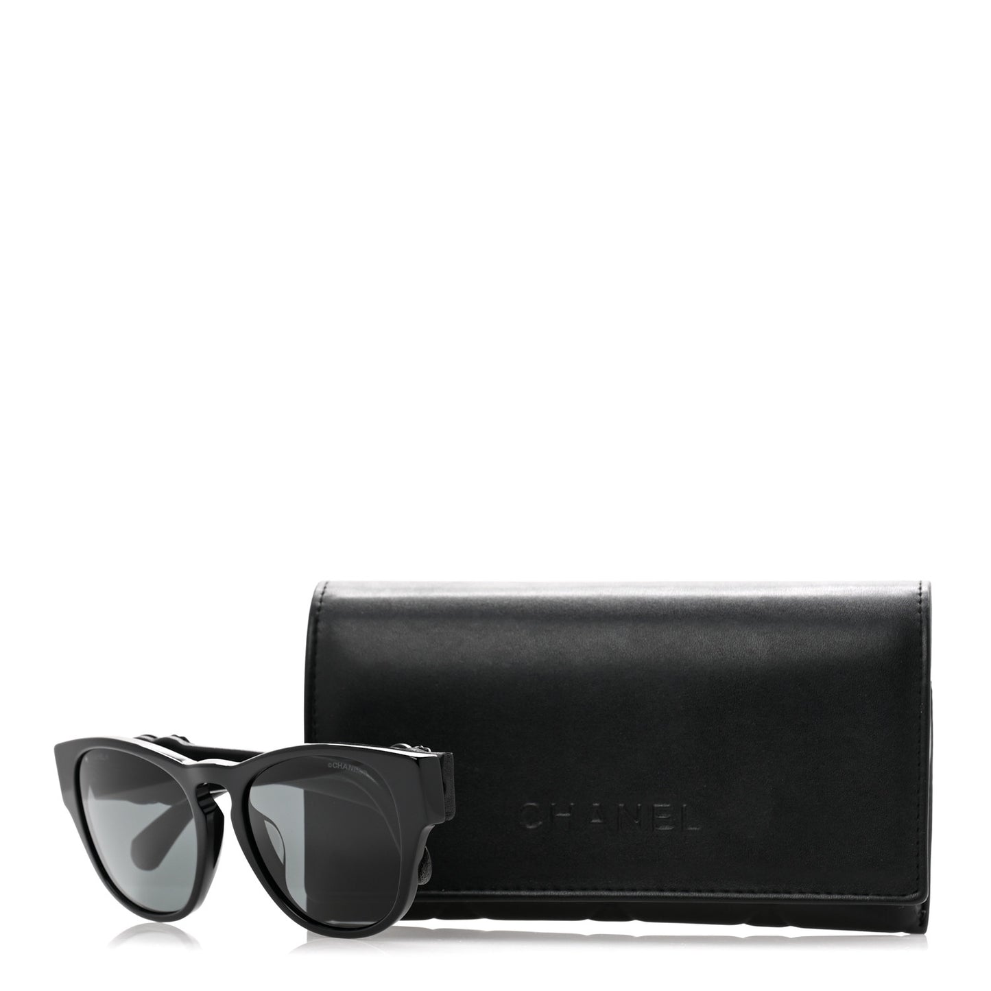 Crystal Lambskin CC Sunglasses 5455-Q-A Black
