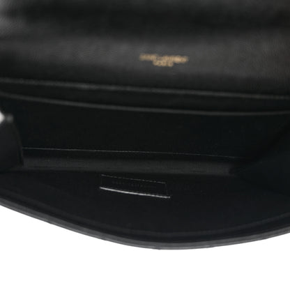 Saint Laurent Grain De Poudre Textured Mixed Matelasse Triquilt Monogram Clutch Black 5 of 15