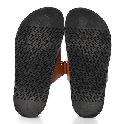 Hermes Calfskin Womens Chypre Sandals 38.5 Gold 6 of 12