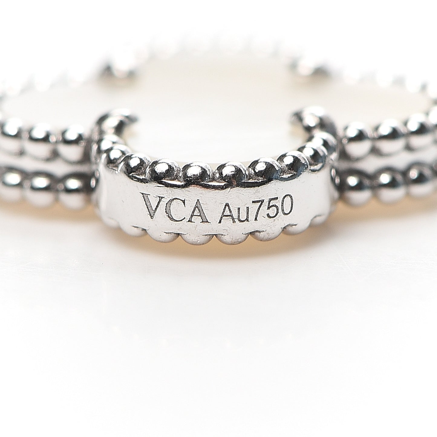 18K White Gold Mother of Pearl 5 Motifs Vintage Alhambra Bracelet