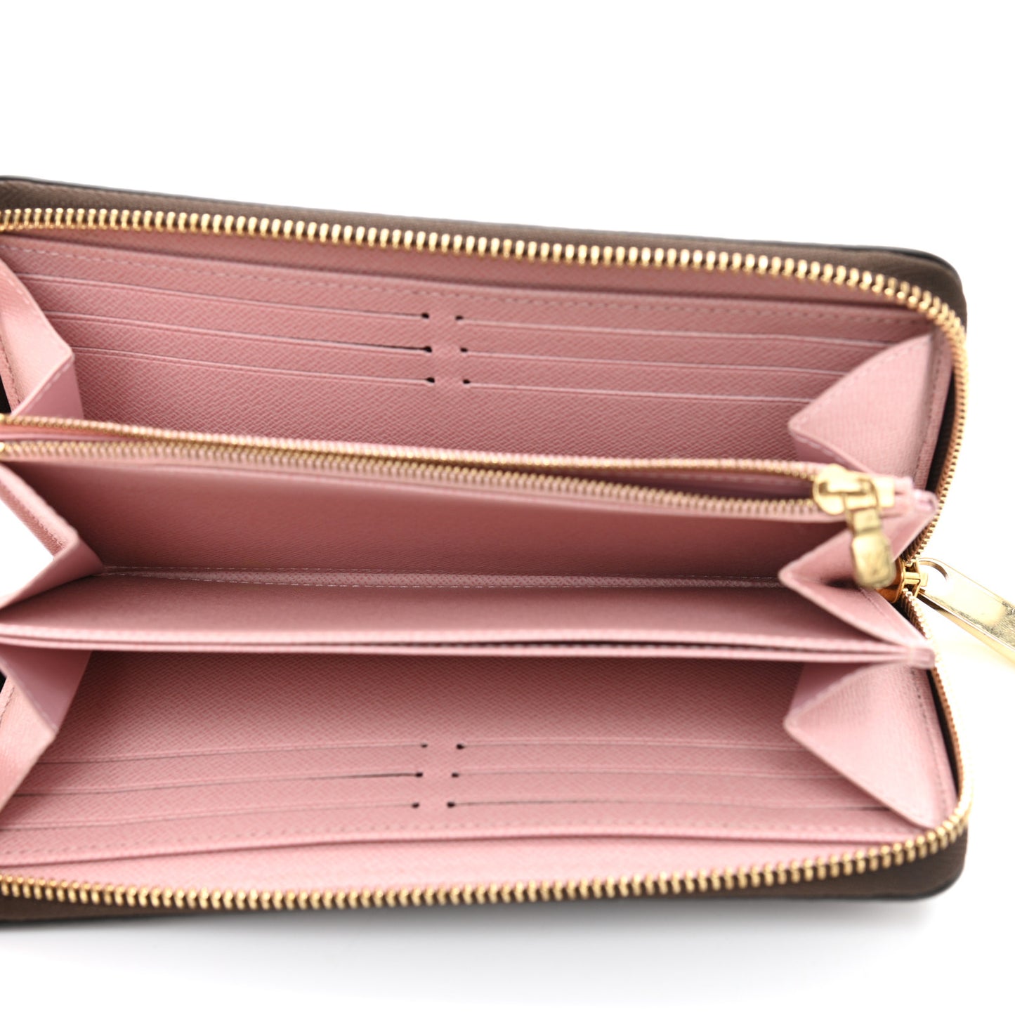 Damier Ebene Zippy Wallet Rose Ballerine