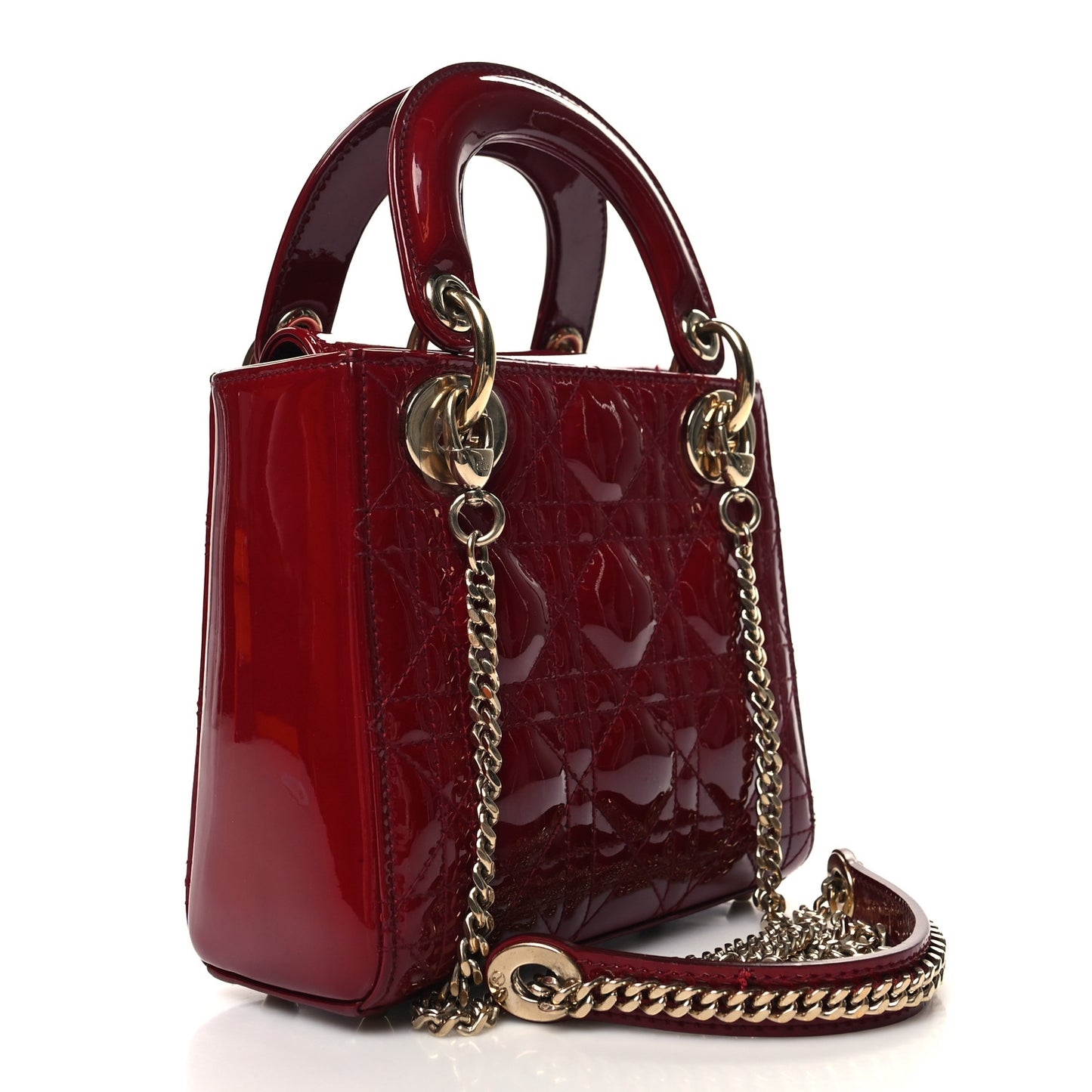 Patent Cannage Mini Lady Dior Red