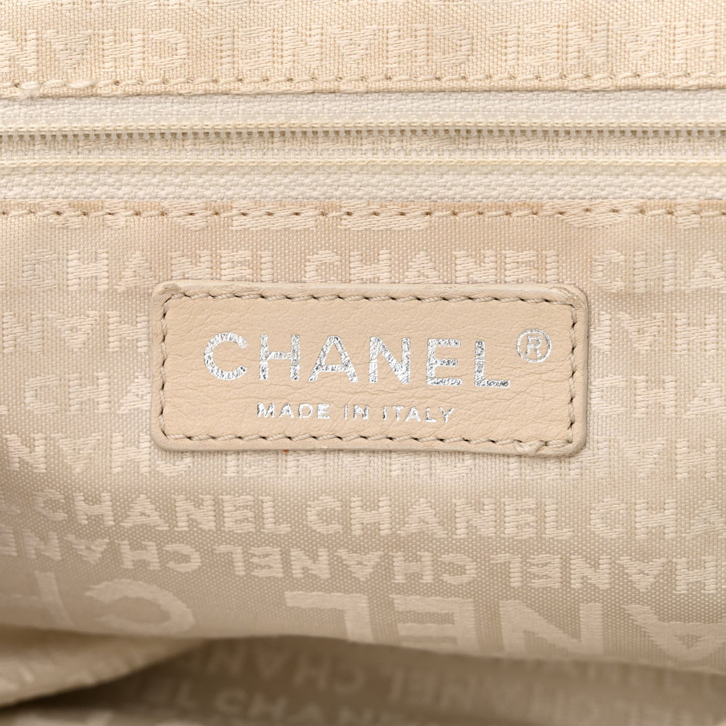 Canvas Lambskin Mademoiselle Lock Flap Navy White