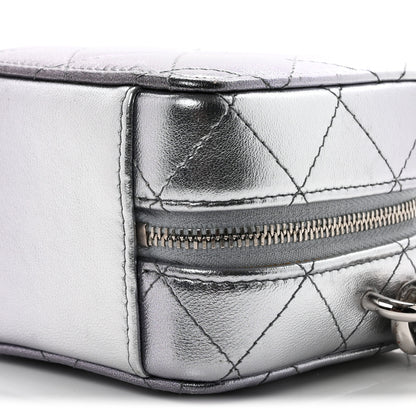 Chanel Gradient Metallic Lambskin Quilted Coco Punk Cube Clutch With Chain Silver Black 9 of 9