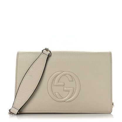 Gucci Pebbled Calfskin Soho Wallet on Chain Ivoire 1 of 9