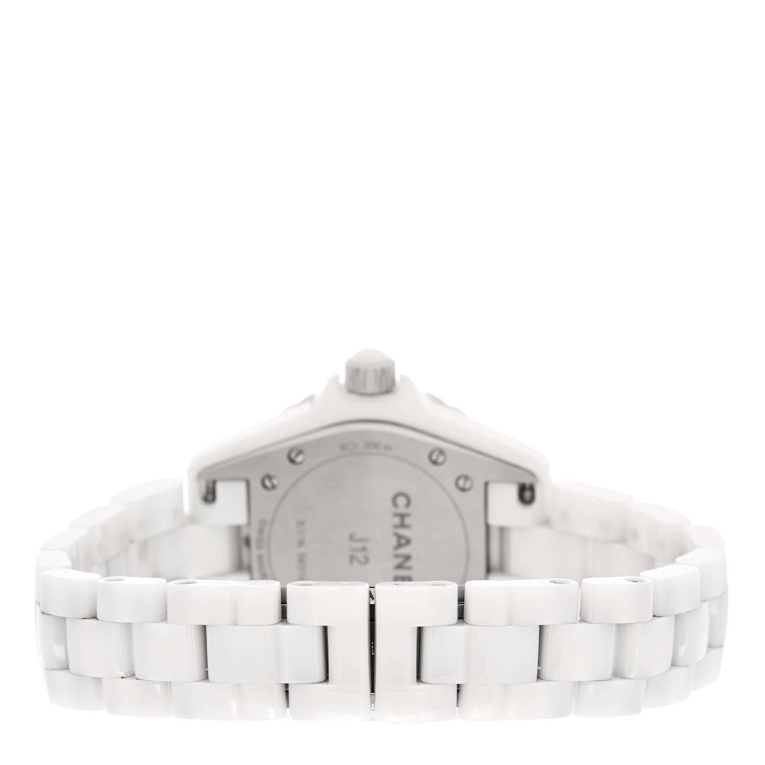 Chanel Stainless Steel Ceramic Diamond 33mm J12 Quartz Watch White 3 of 5