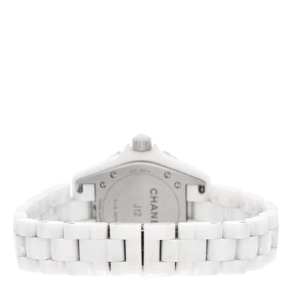 Chanel Stainless Steel Ceramic Diamond 33mm J12 Quartz Watch White 3 of 5