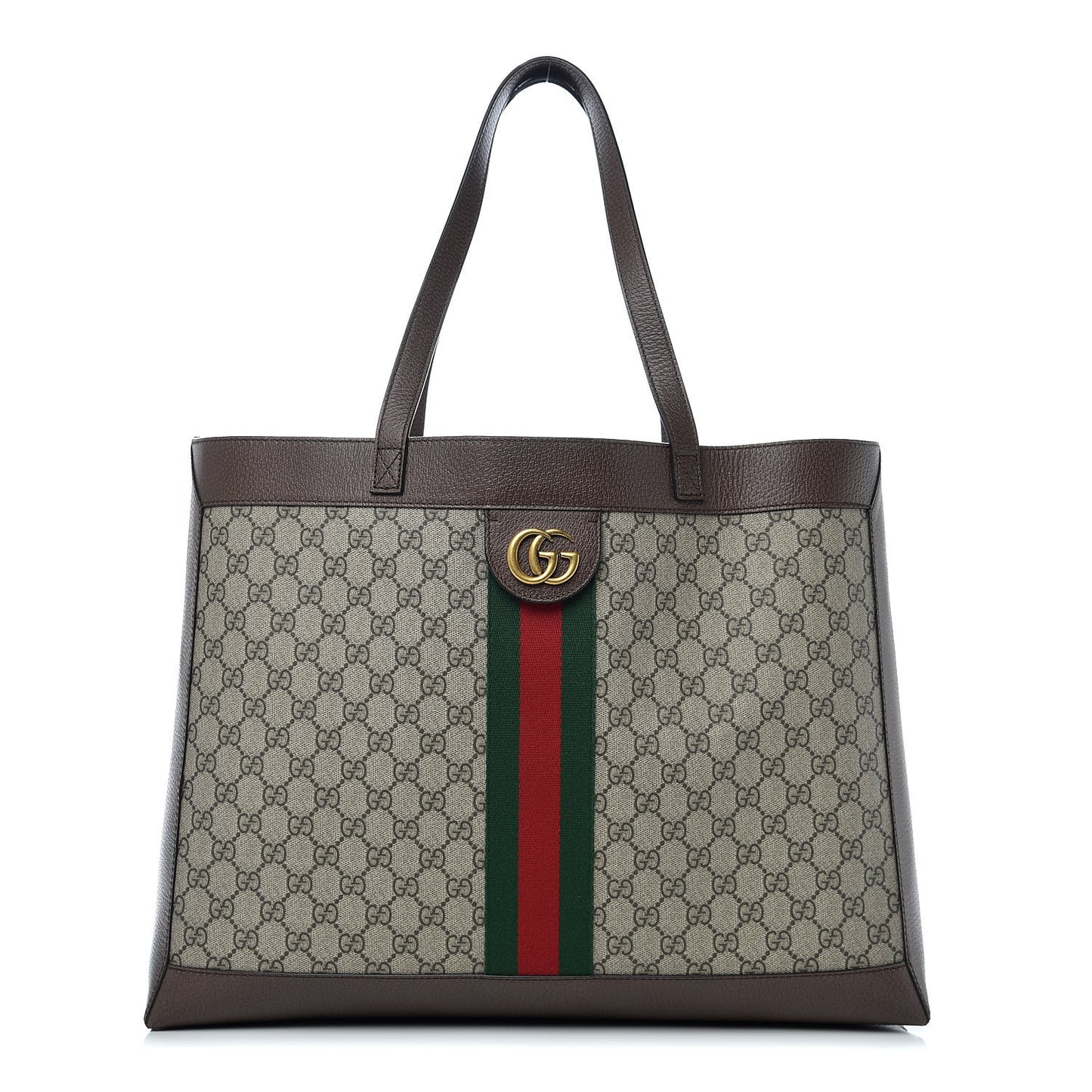 GG Supreme Monogram Web Ophidia Tote Brown