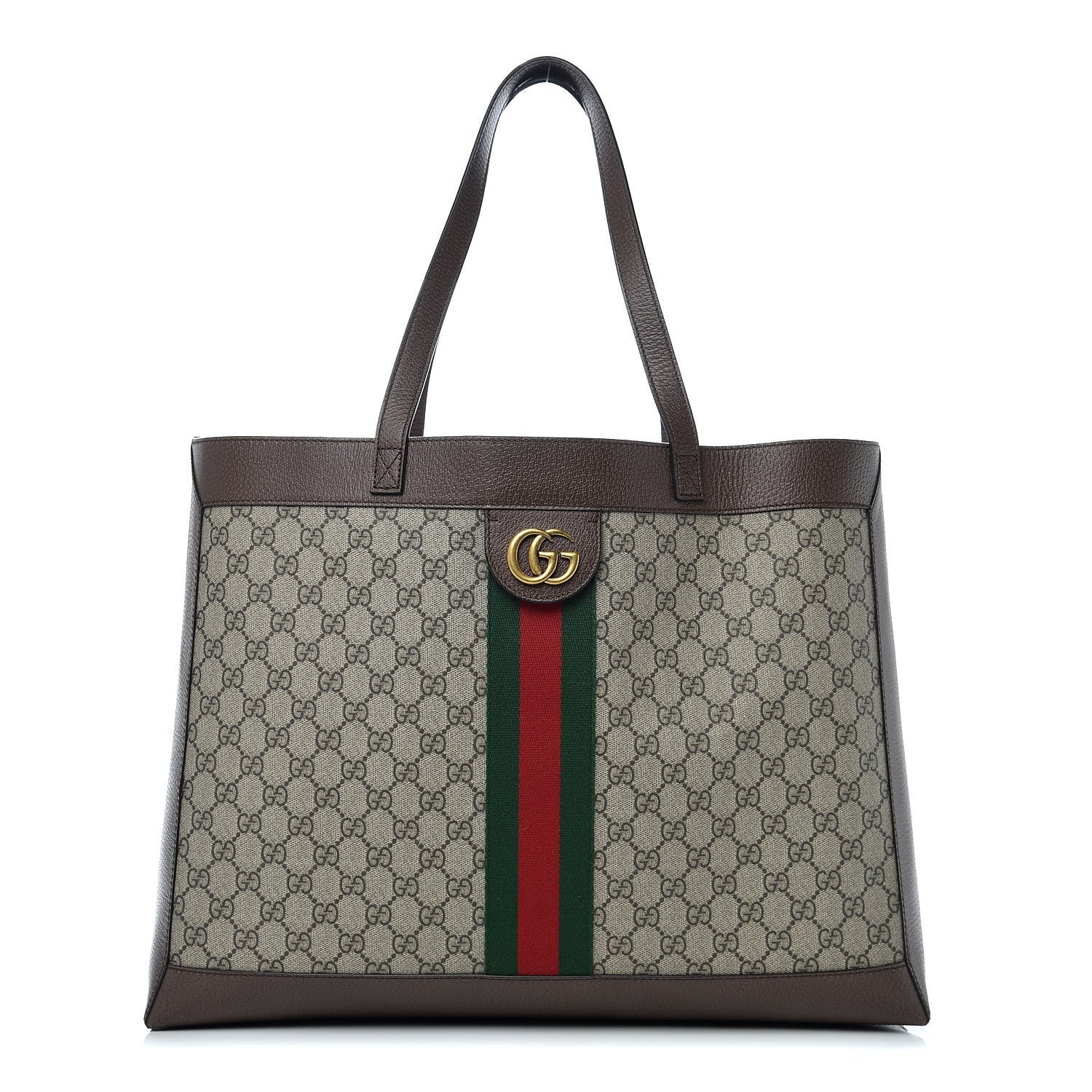 Gucci GG Supreme Monogram Web Ophidia Tote Brown 1 of 10