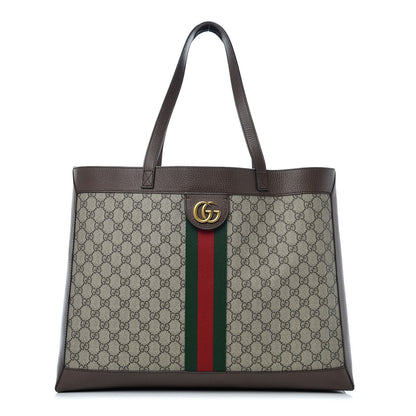 Gucci GG Supreme Monogram Web Ophidia Tote Brown 1 of 10