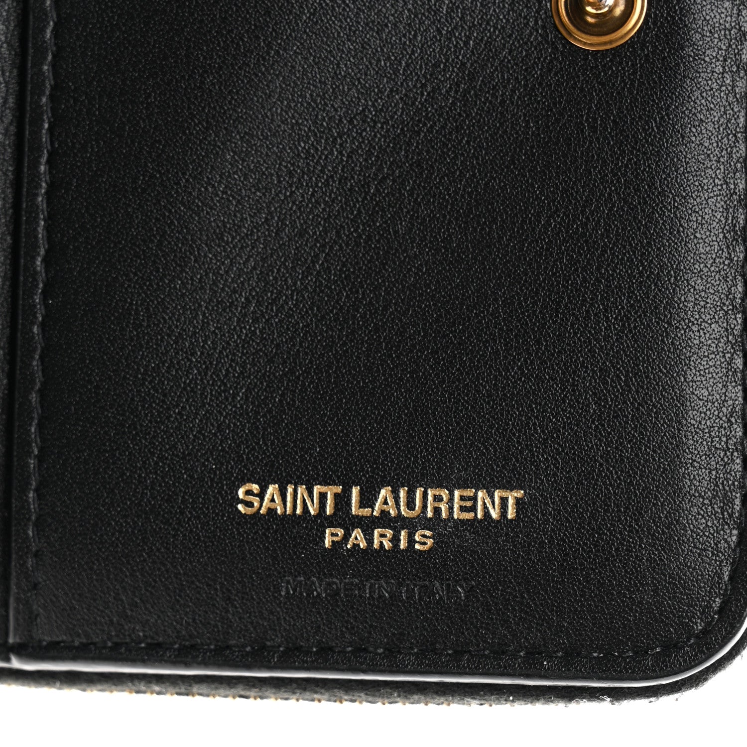 Saint Laurent Patent Tartarugato Monogram Compact Wallet Brown 7 of 8