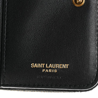 Saint Laurent Patent Tartarugato Monogram Compact Wallet Brown 7 of 8