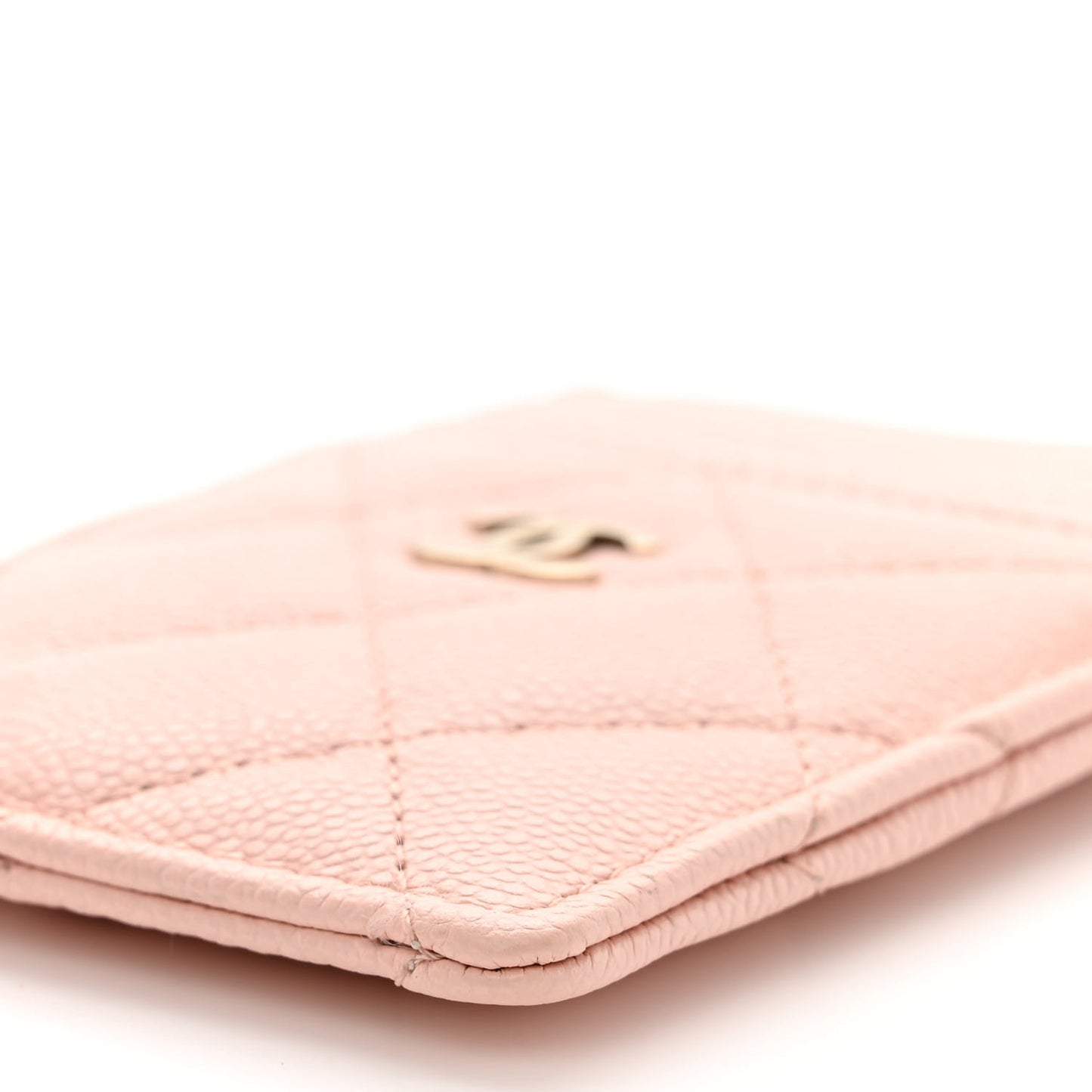 Caviar Quilted Card Holder Light Pink