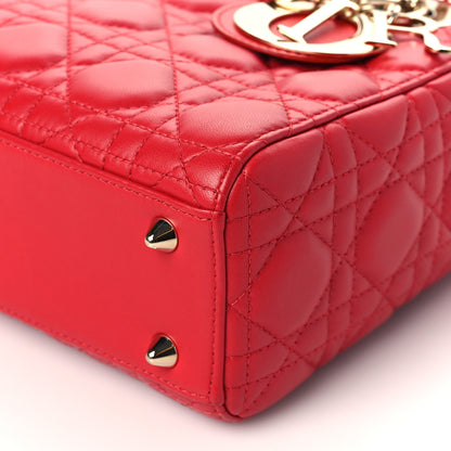 Christian Dior Lambskin Cannage Small My Lady Dior Red 9 of 10