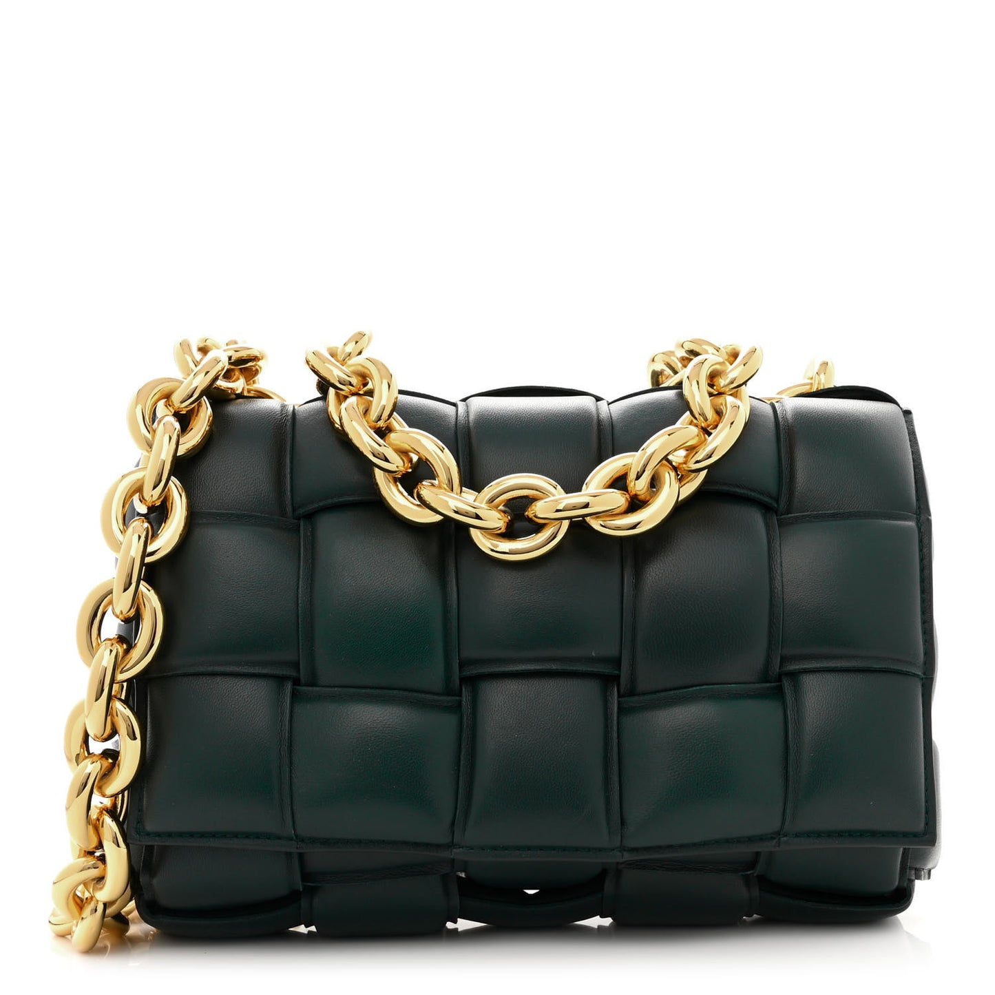 Lambskin Maxi Intreccio Padded Chain Cassette Crossbody Bag Inkwell