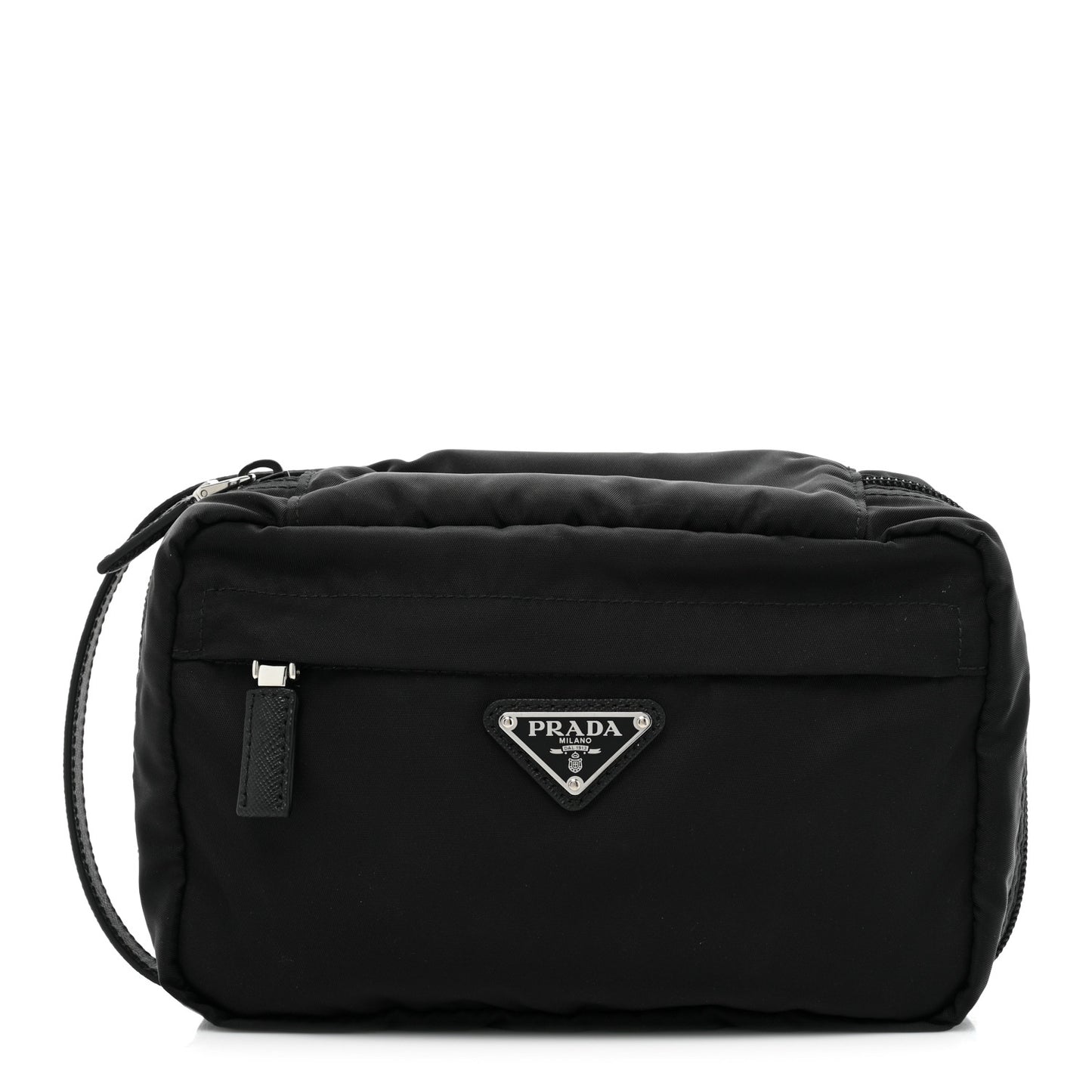 Nylon Vela Saffiano Pouch Black