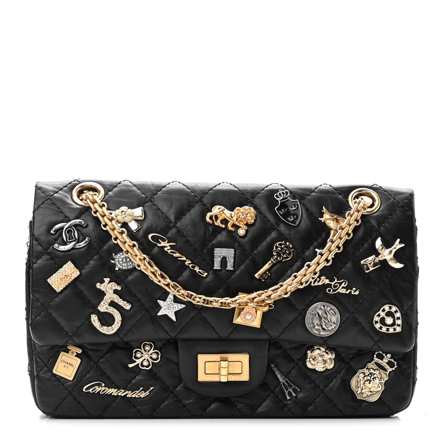 Aged Calfskin Lucky Charms 2.55 Reissue 225 Flap Black