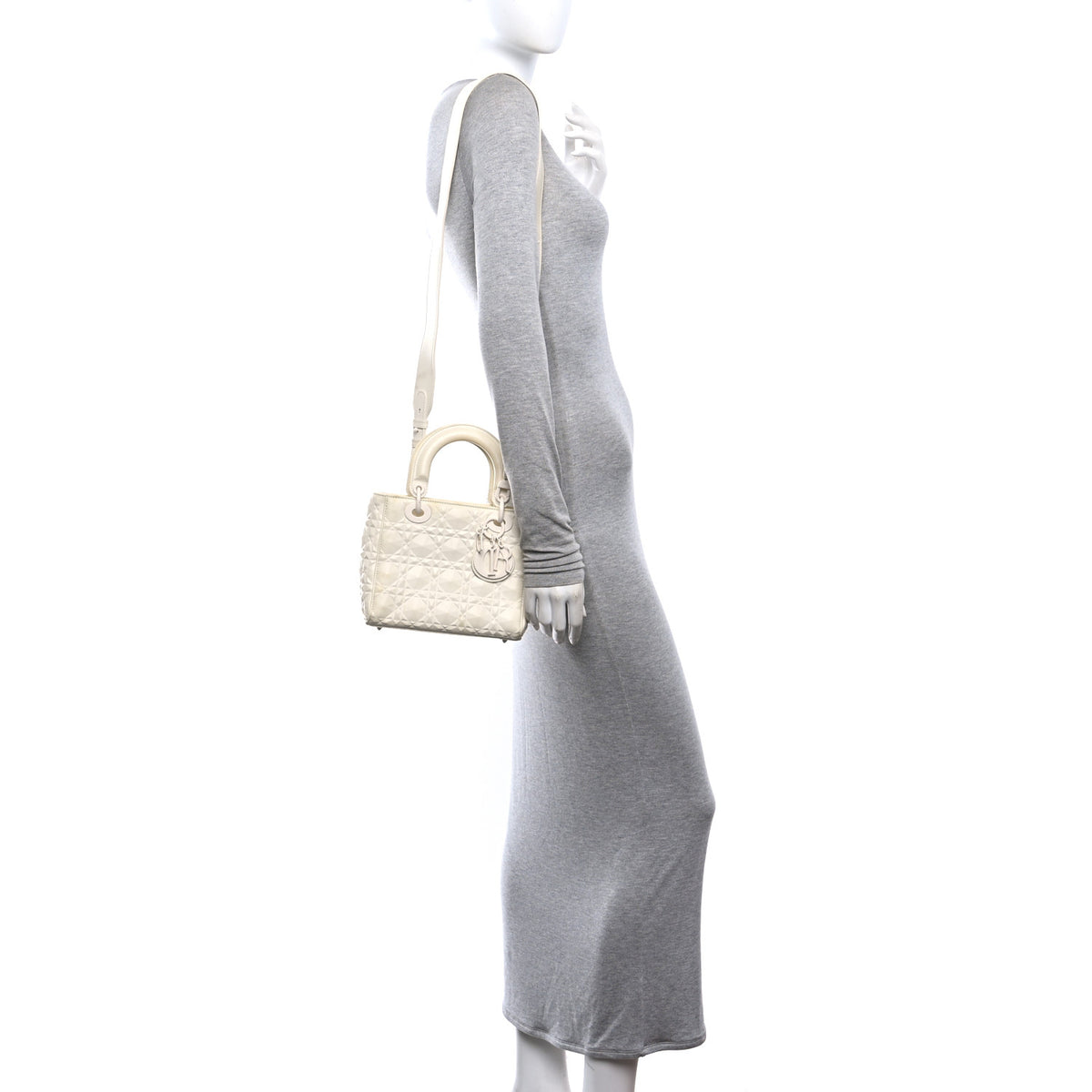 Christian Dior Calfskin Cannage Diamond Small My ABCDior Lady Dior White 2 of 10
