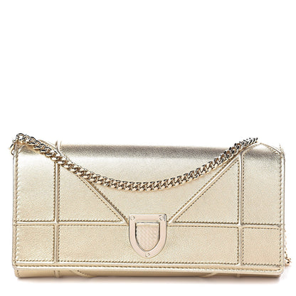 Christian Dior Metallic Calfskin Large Diorama Croisiere Chain Wallet Light Gold 1 of 10
