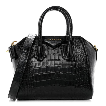 Givenchy Calfskin Crocodile Embossed Mini Antigona Black 1 of 10