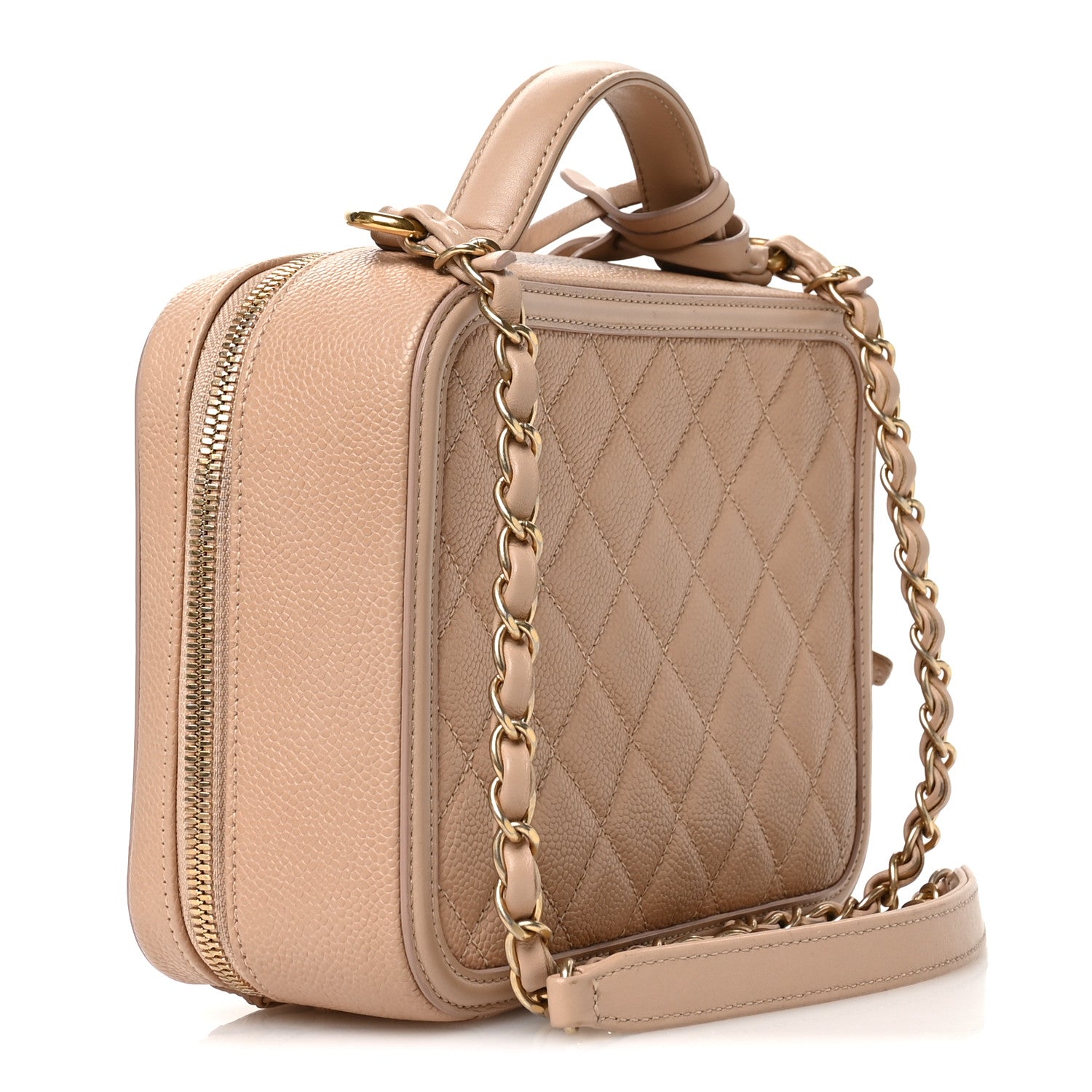 Chanel Caviar Quilted Medium CC Filigree Vanity Case Beige 3 of 11