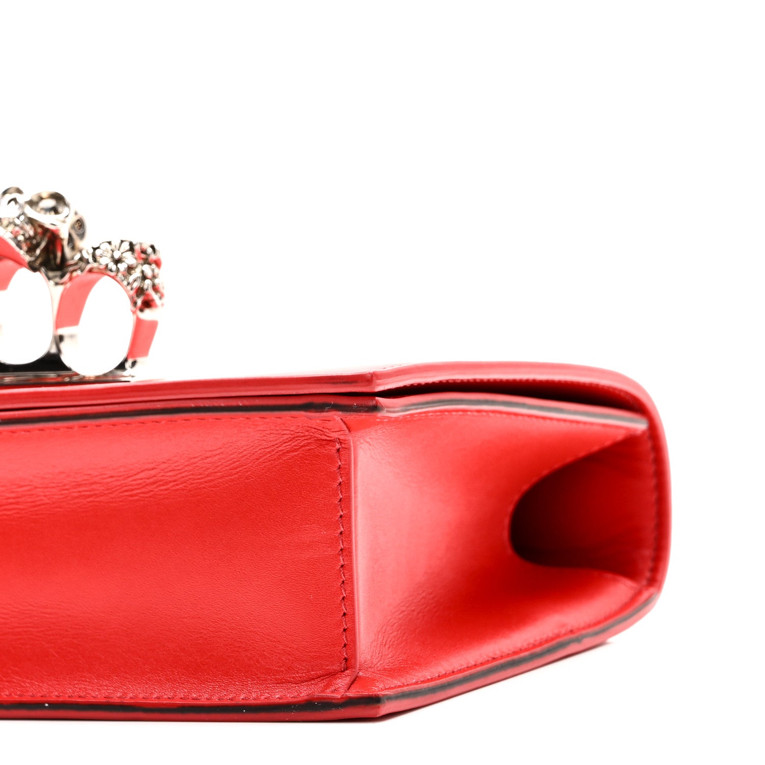 Alexander McQueen Calfskin Jeweled Knuckle Satchel Love Red 9 of 10