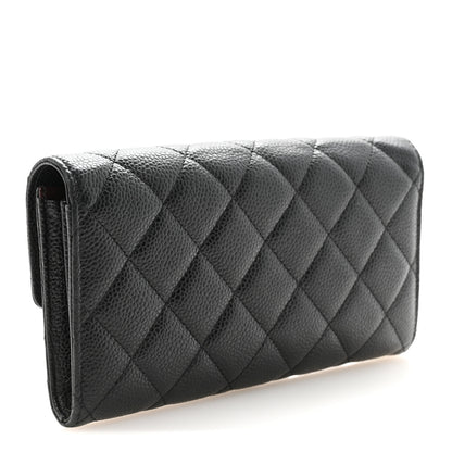 Chanel Caviar Quilted Large Gusset Flap Wallet Black 3 of 9