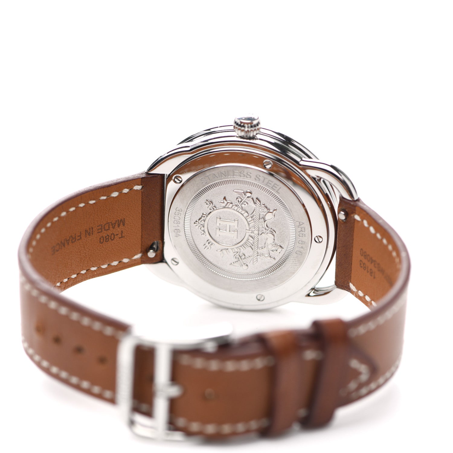 Hermes Stainless Steel Barenia 36mm Arceau Quartz Watch Fauve 4 of 5