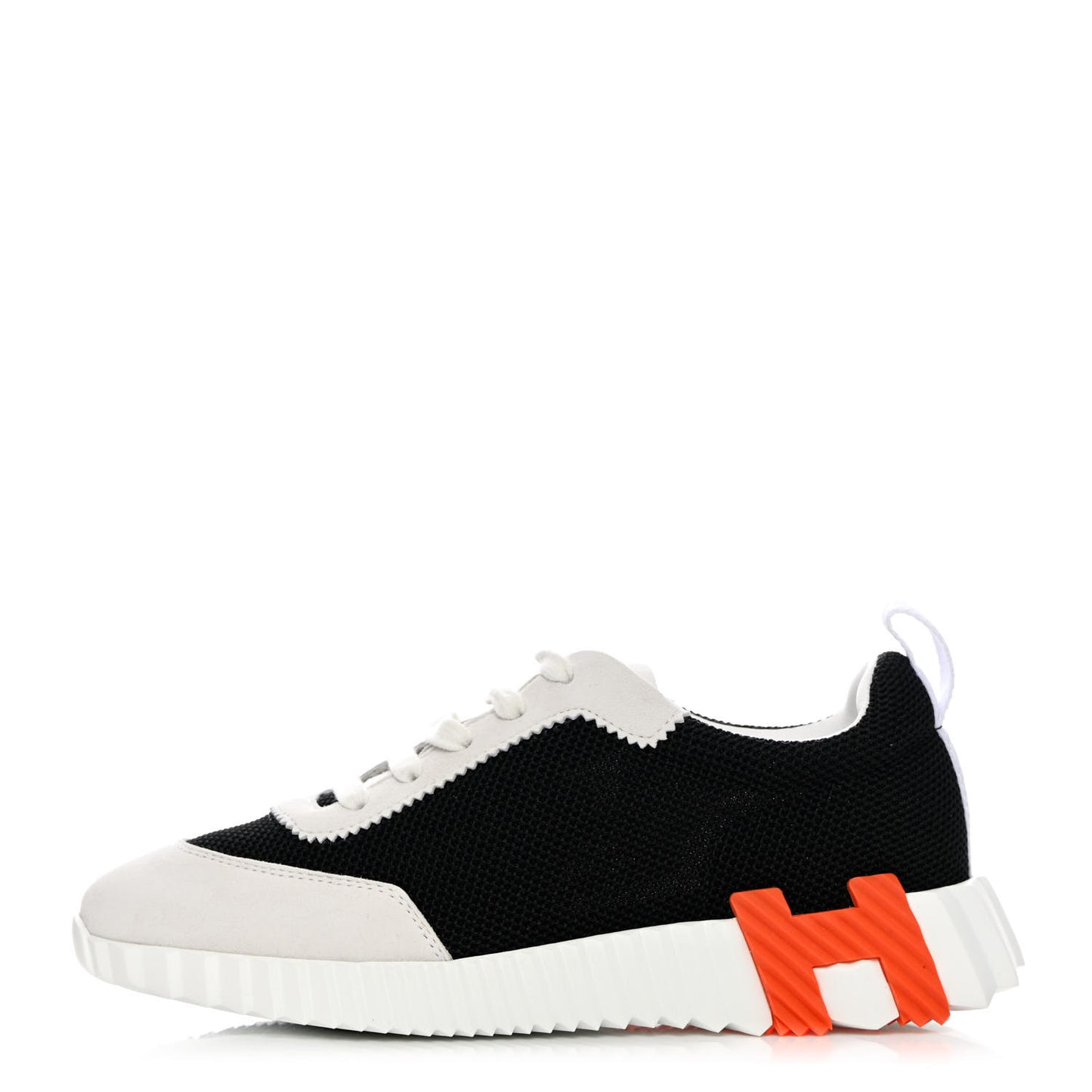 Parachute Fabric Suede Goatskin Bouncing Sneakers 38 Black Orange