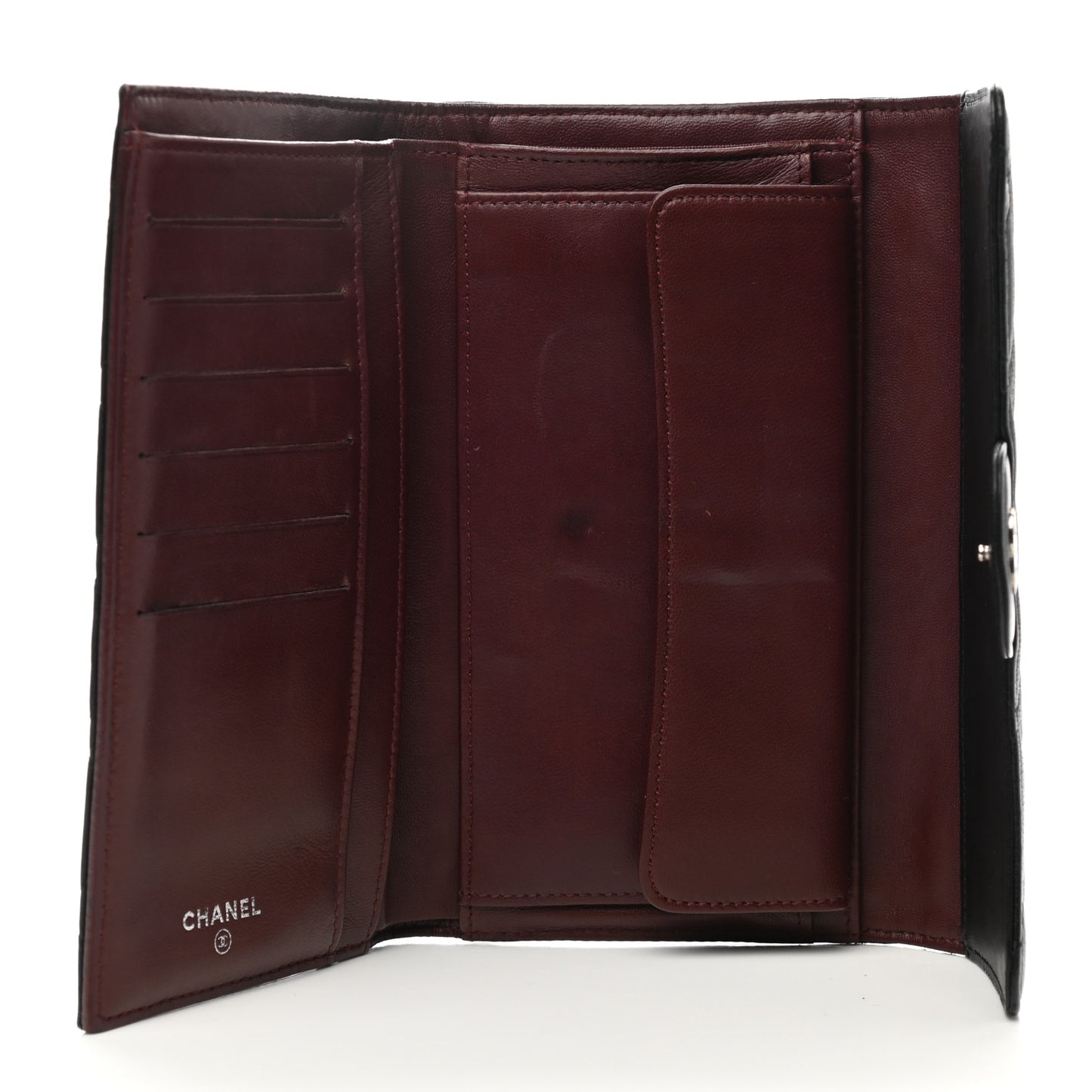 Lambskin Quilted Large Flap Wallet Black