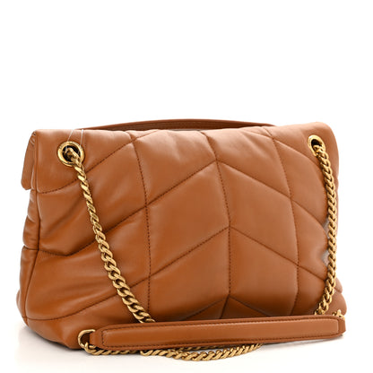 Saint Laurent Lambskin Quilted Small Loulou Puffer Monogram Chain Satchel Dark Honey 3 of 11