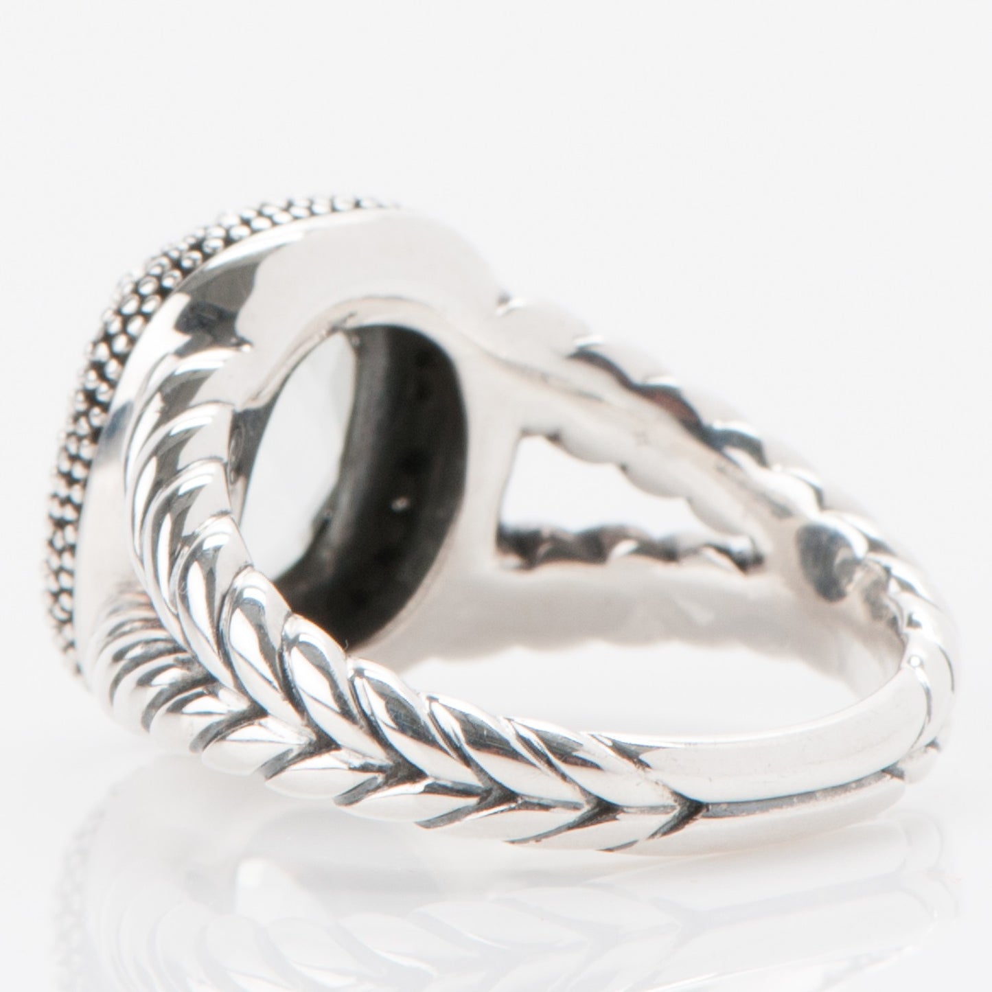 Sterling Silver Diamond Prasiolite 10mm Midnight Melange Ring 54.5 7