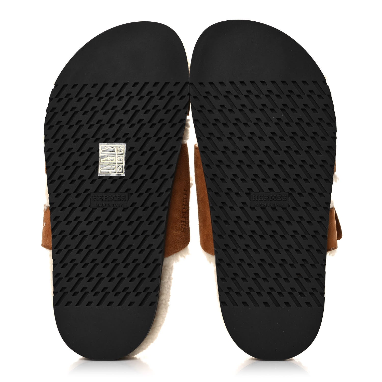 Hermes Suede Goatskin Woolskin Womens Chypre Sandals 36 Brun Fume Ecru 5 of 8