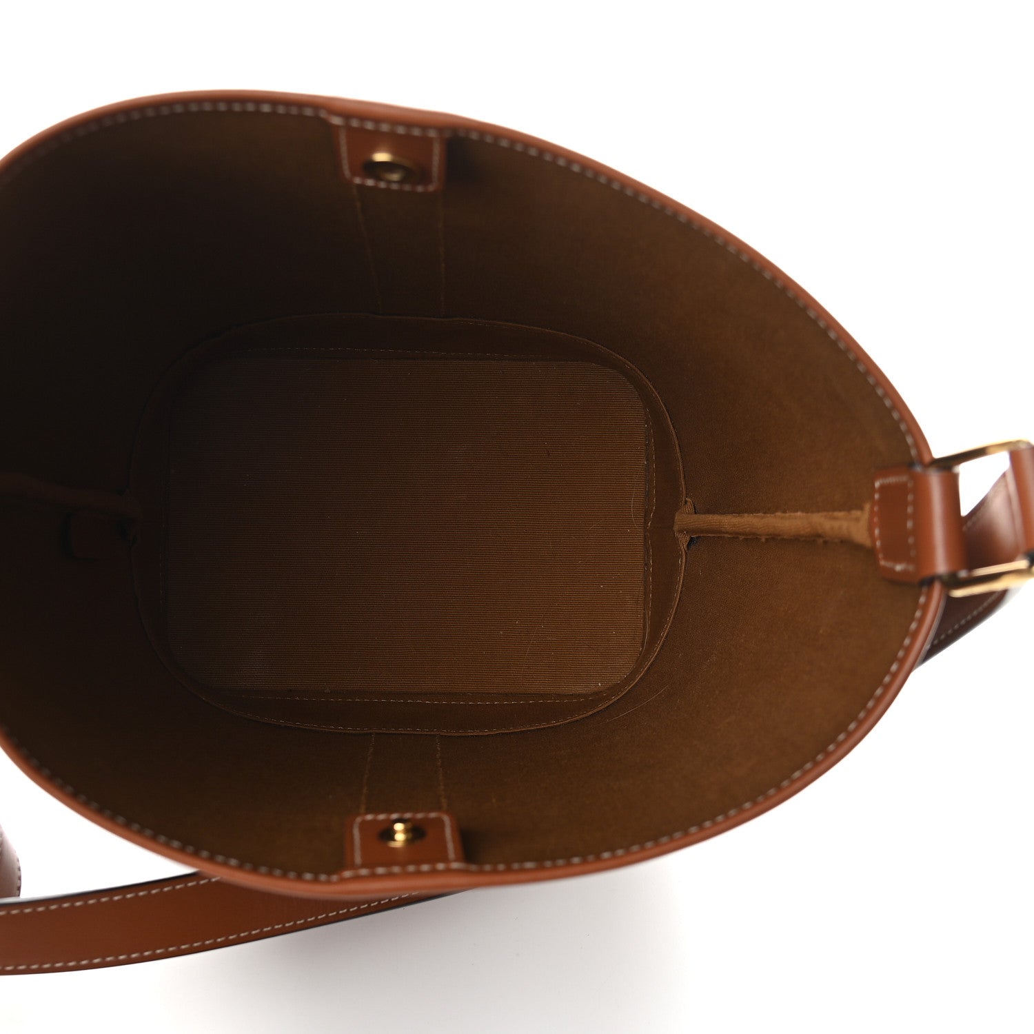 Celine Triomphe Canvas Calfskin Small Bucket Bag Tan 6 of 8