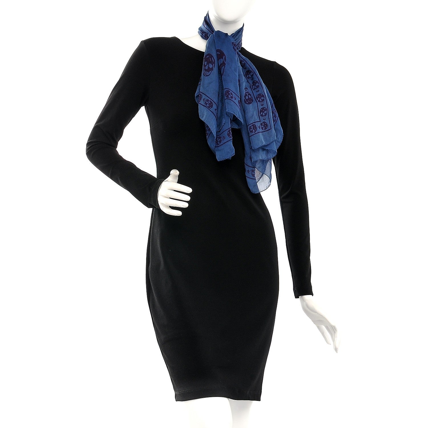 Alexander McQueen Silk Chiffon Skull Scarf Blue 2 of 5