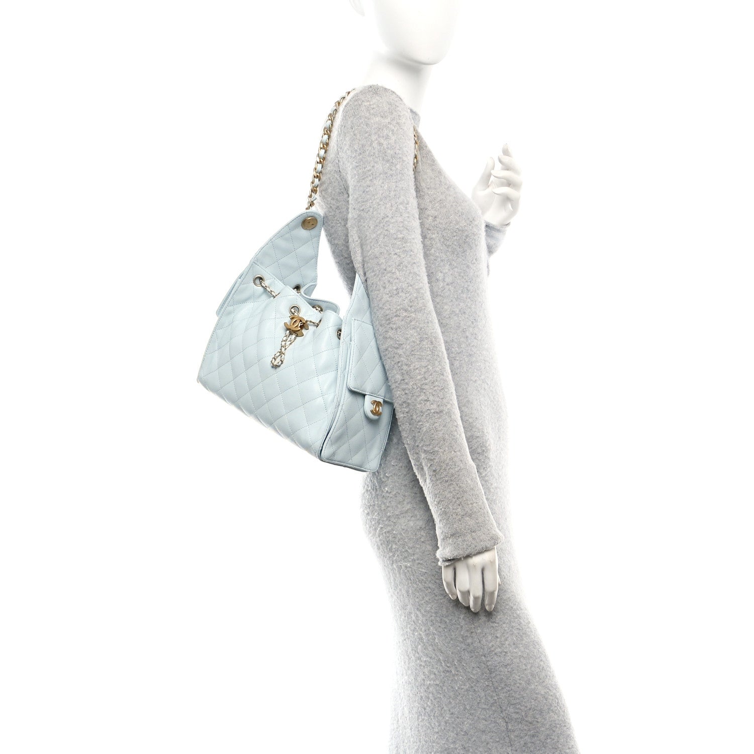 Chanel Caviar Quilted Small Chanel 25 Handbag Light Blue 2 of 10