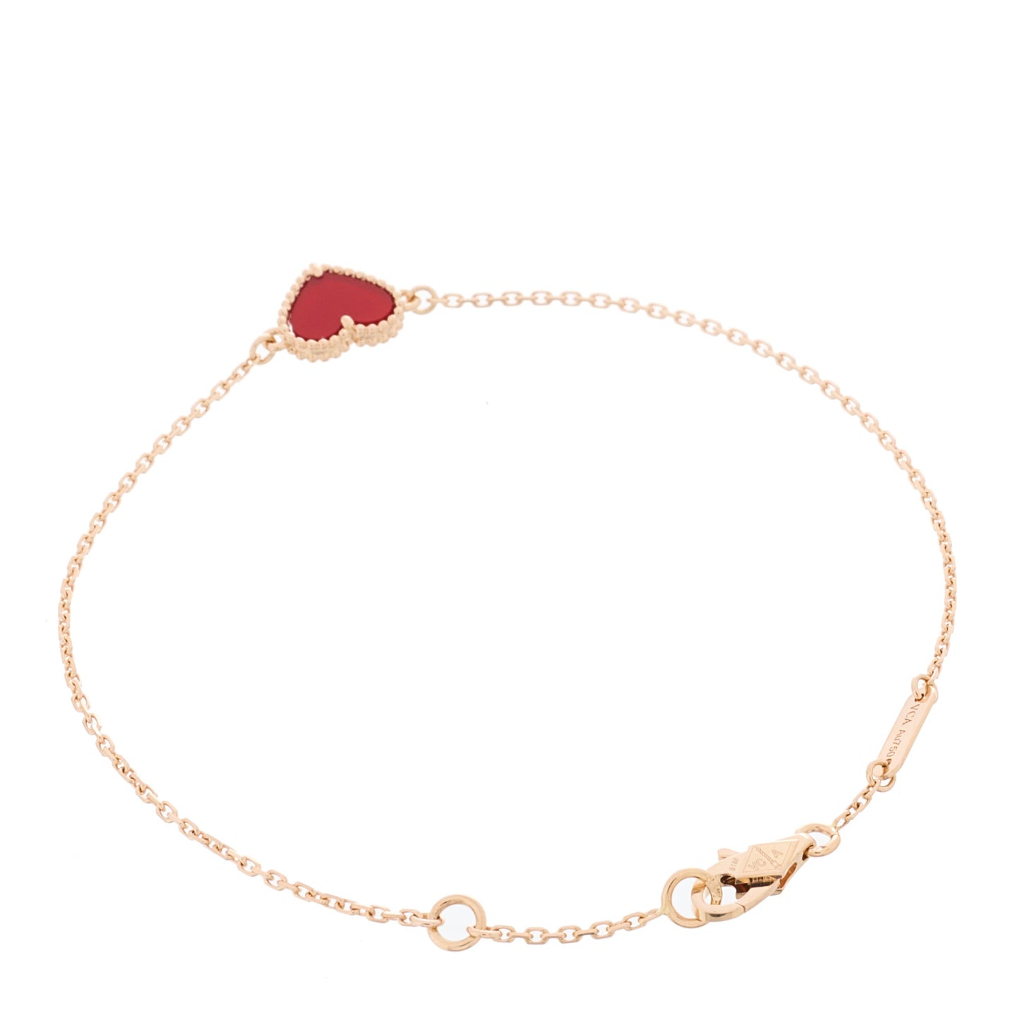18K Rose Gold Carnelian Sweet Alhambra Heart Bracelet