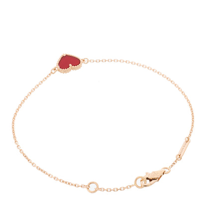 Van Cleef & Arpels 18K Rose Gold Carnelian Sweet Alhambra Heart Bracelet 2 of 4